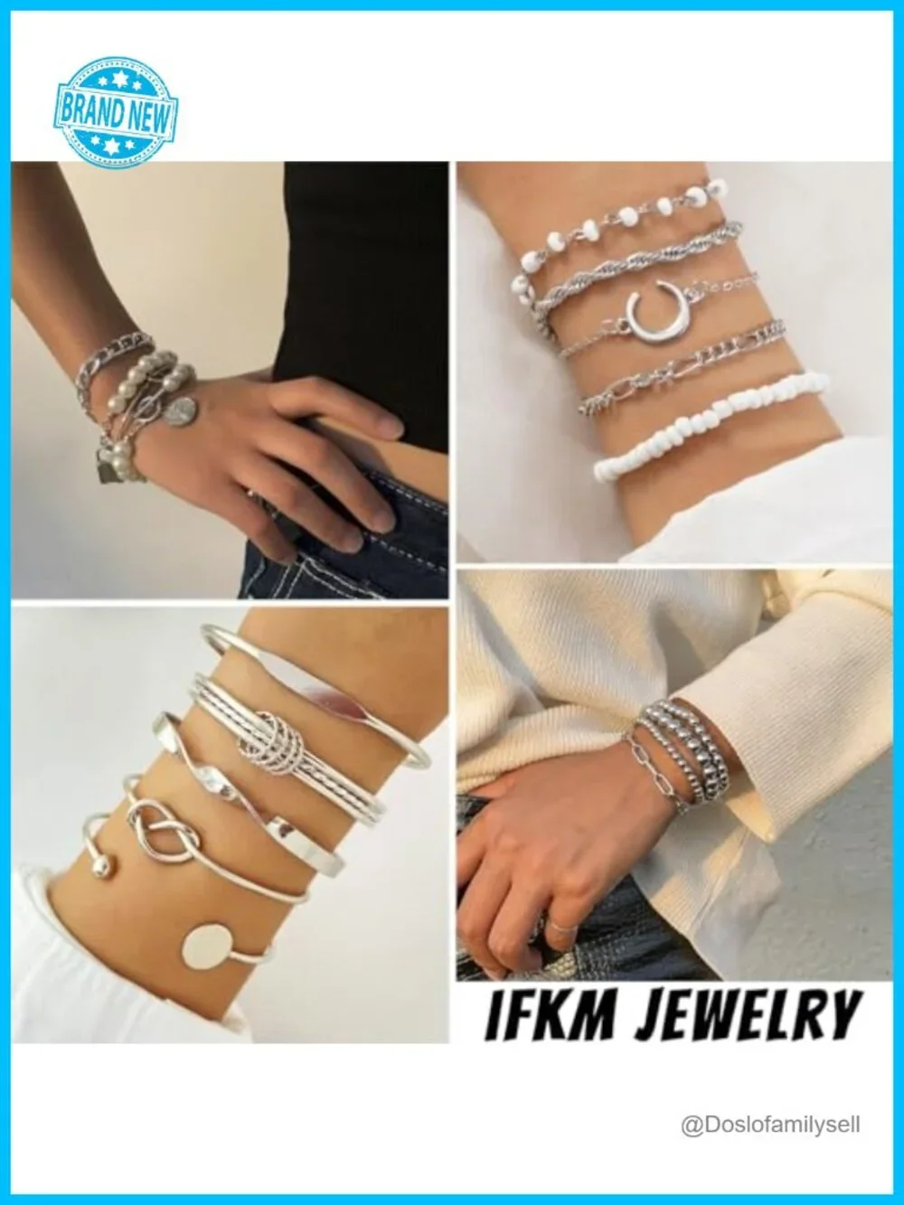 14K Gold Plated Multi Layered Open Cuff Bangle Bracelet Set Adjustable Link